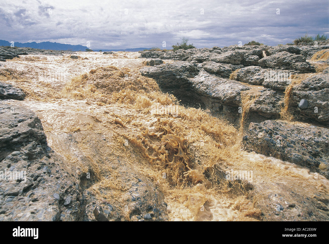 Tsauchab River in rare flood at Sesriem Canyon Namibia Stock Photo