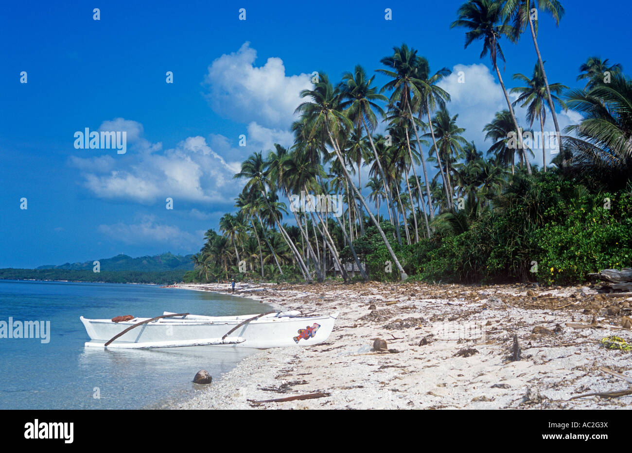 Ampo beach and boat, Tangka'an, Southern Leyte. Stock Photo