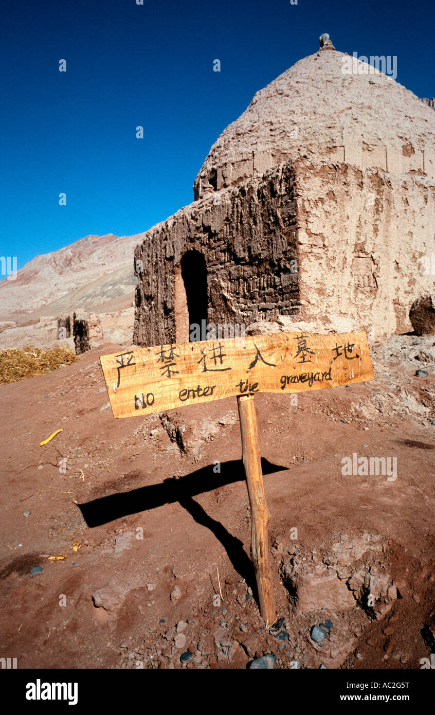 Muslim graveyard at Tuyoq village near the Chinese city of Turpan (Tulufan). Stock Photo