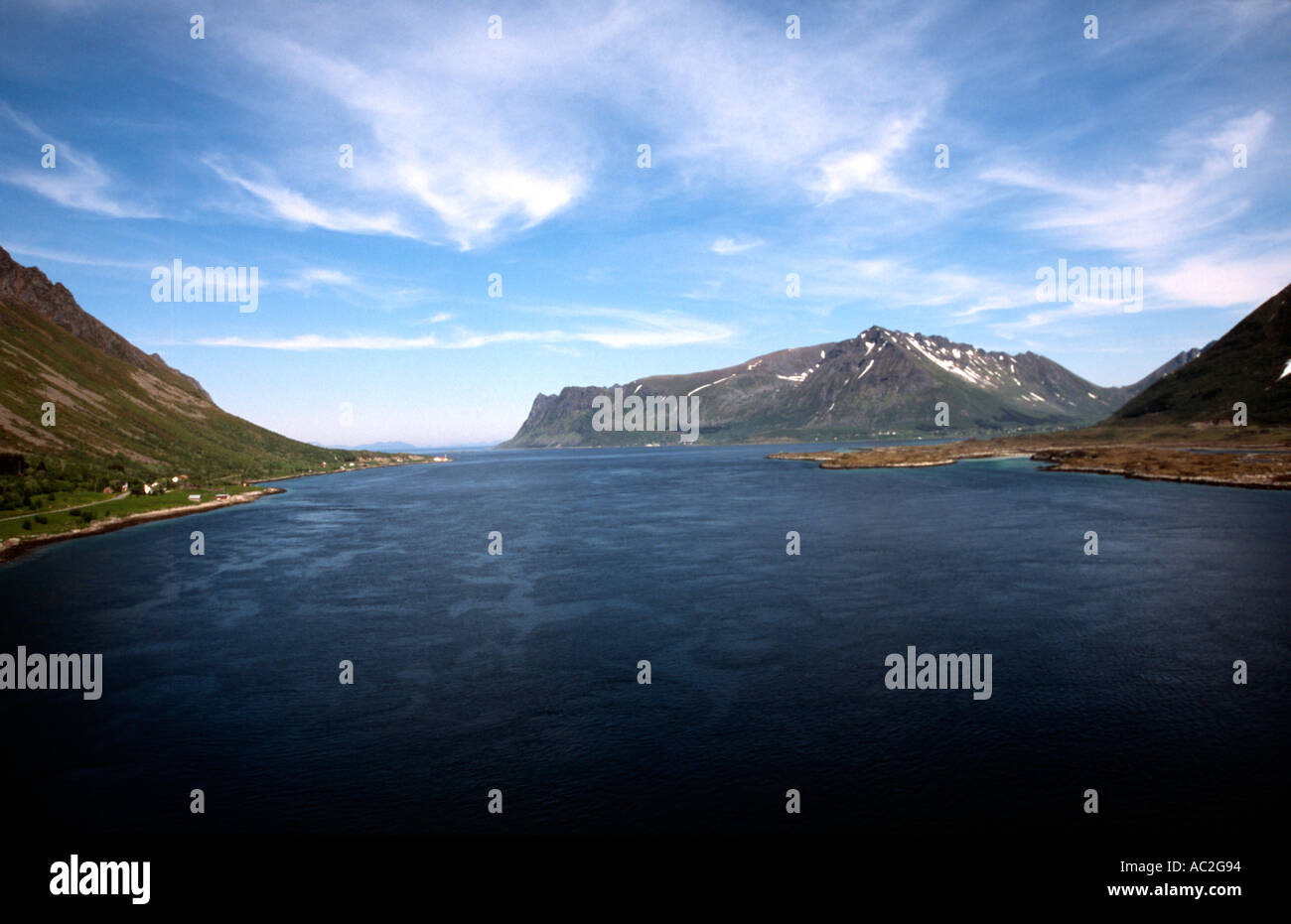 Lofoten Islands Norway mountains in the background Stock Photo