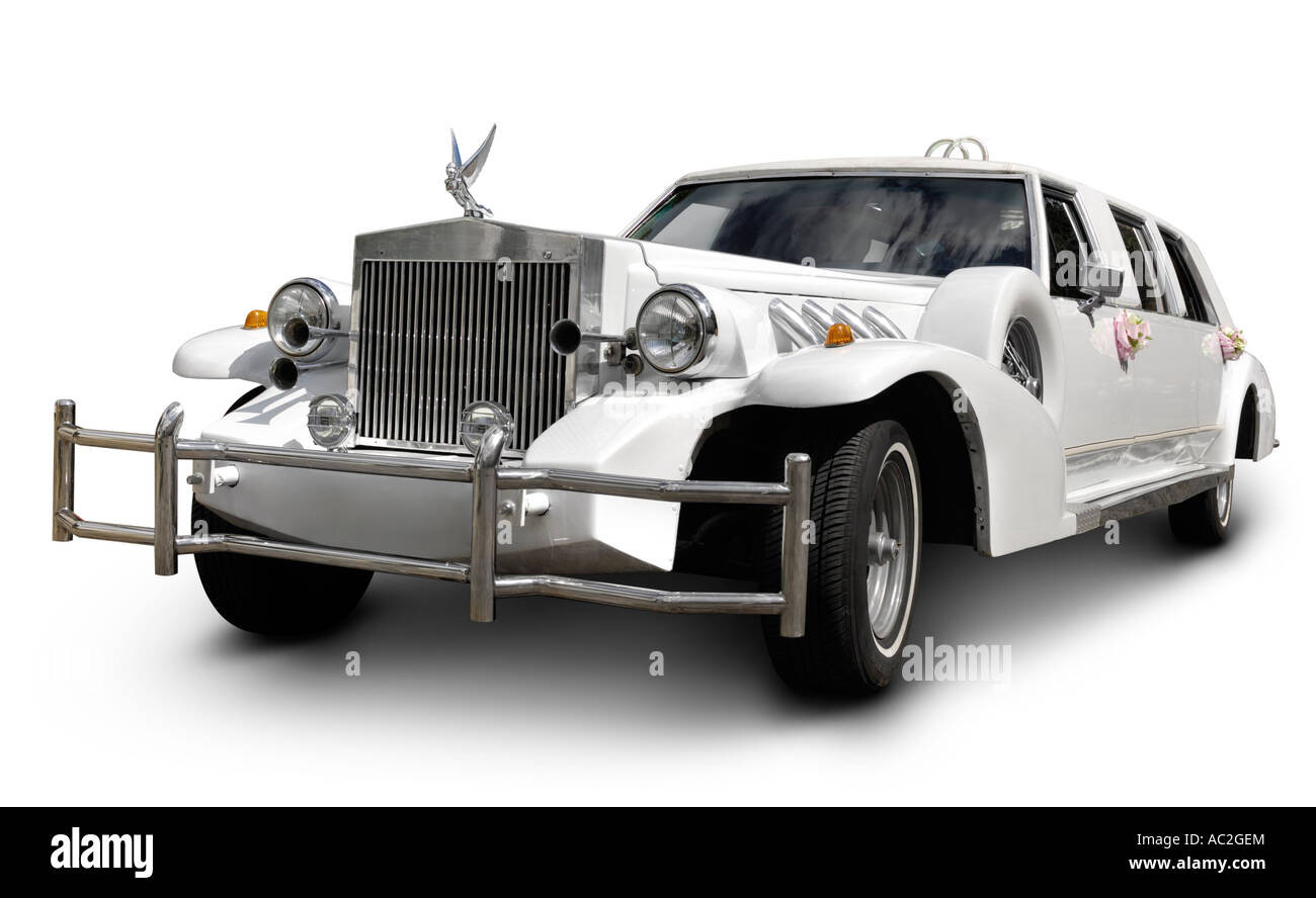 License available at MaximImages.com - Classic American white Excalibur limousine Stock Photo
