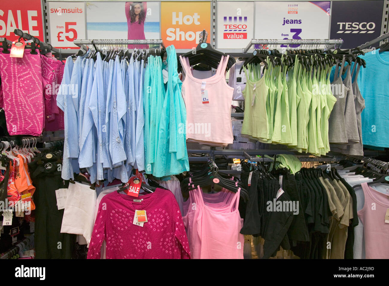 Tesco clothing range for sale in a Tescos supermarket Stock Photo