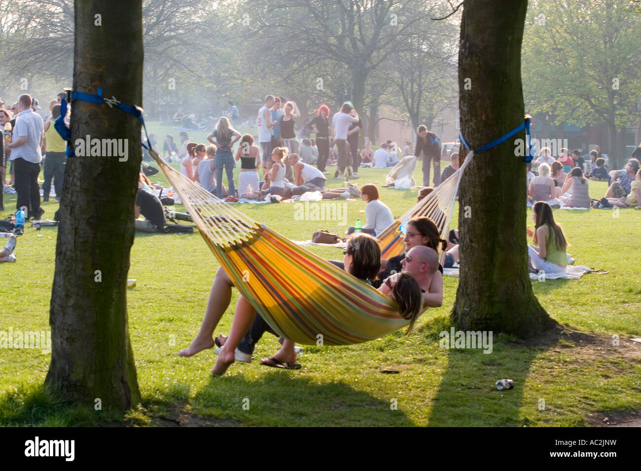 Group Swinging in Hammock Stock Photo Alamy