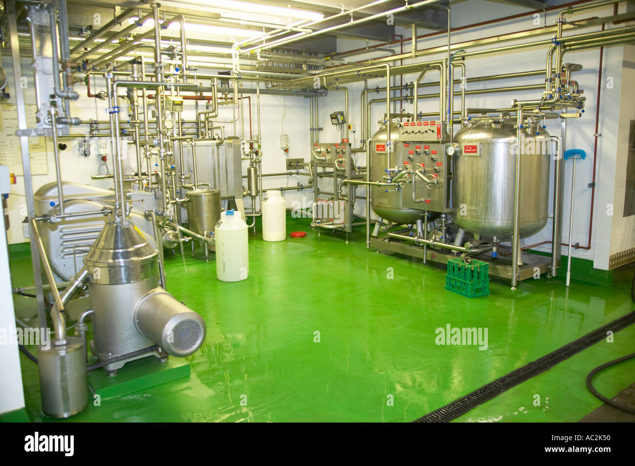Inside the modern dairy of Acorn Dairy Garthorne Farm County Durham