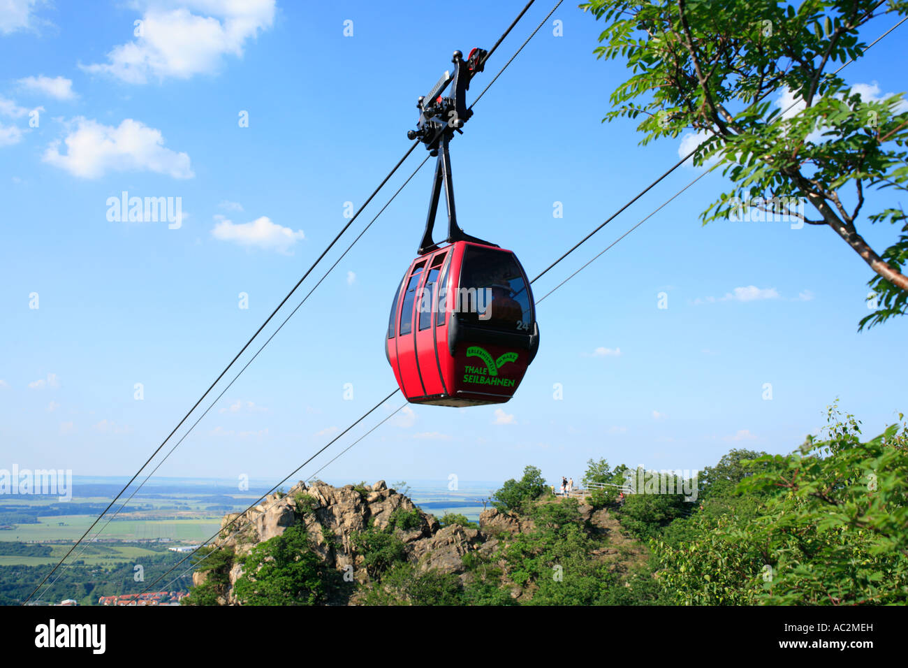 cable railway from Thale to the witches dancing place in Northern Germany´s Mountain Area Harz Stock Photo