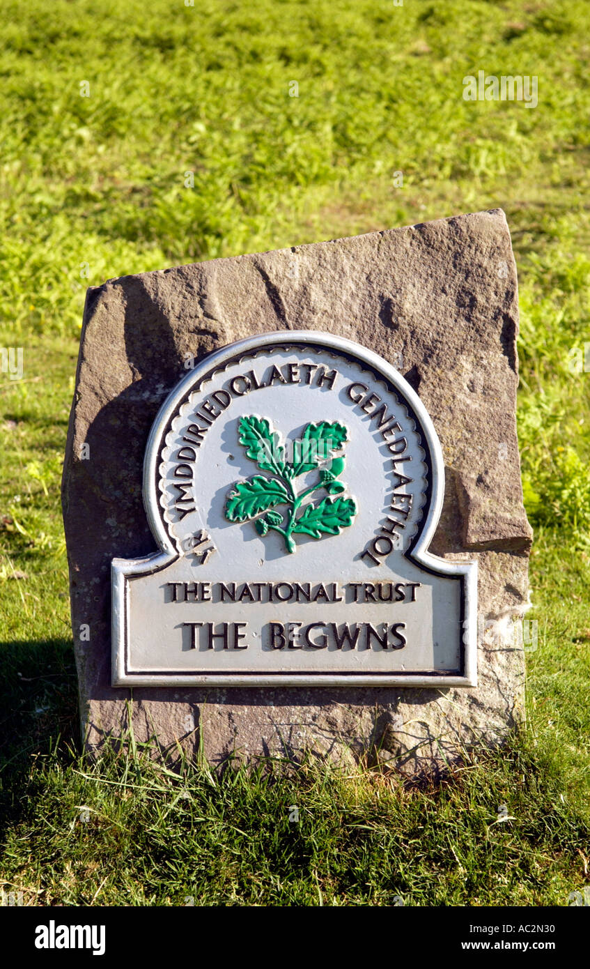 National Trust plaque set on stone at The Begwns between Hay on Wye and