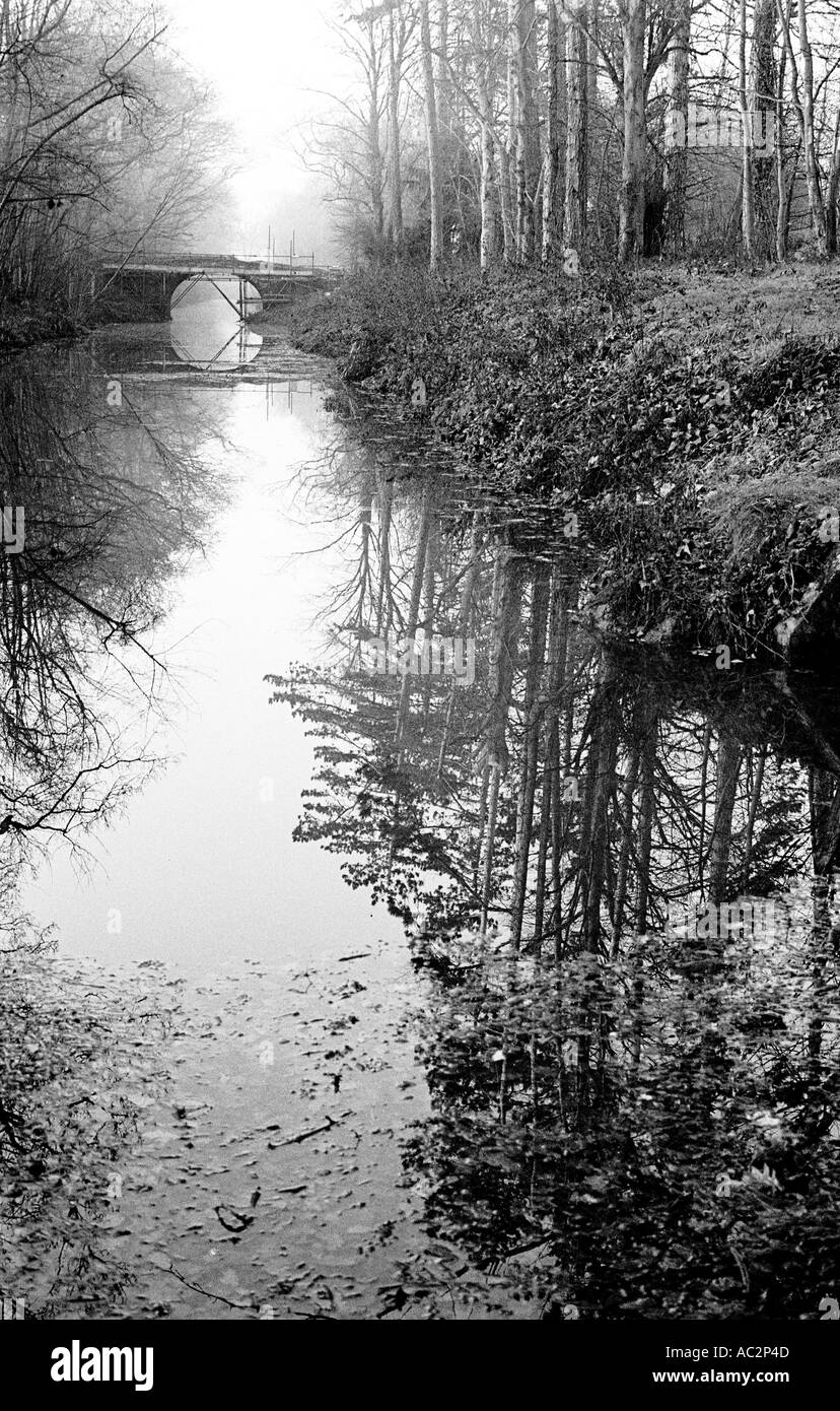 Canal bridge reflected Black and White Stock Photos & Images - Alamy