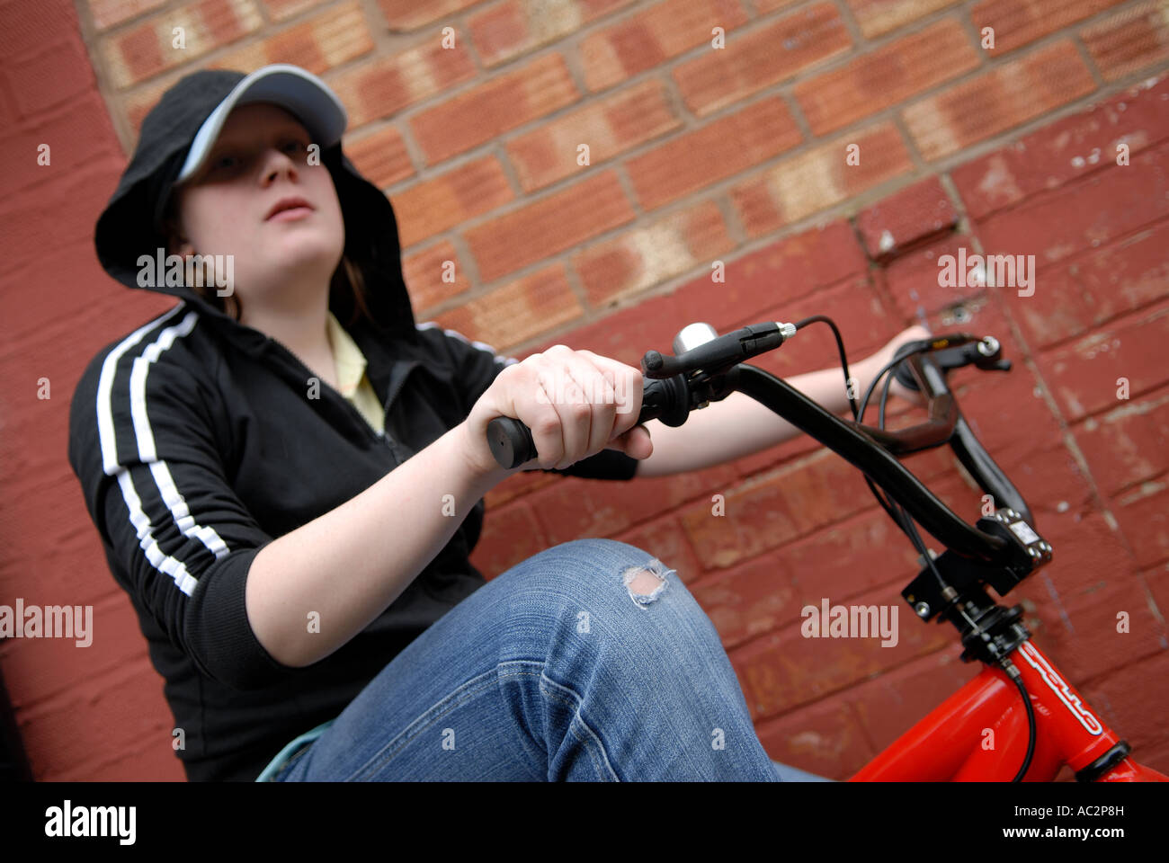 Female Teenager on bmx. Stock Photo
