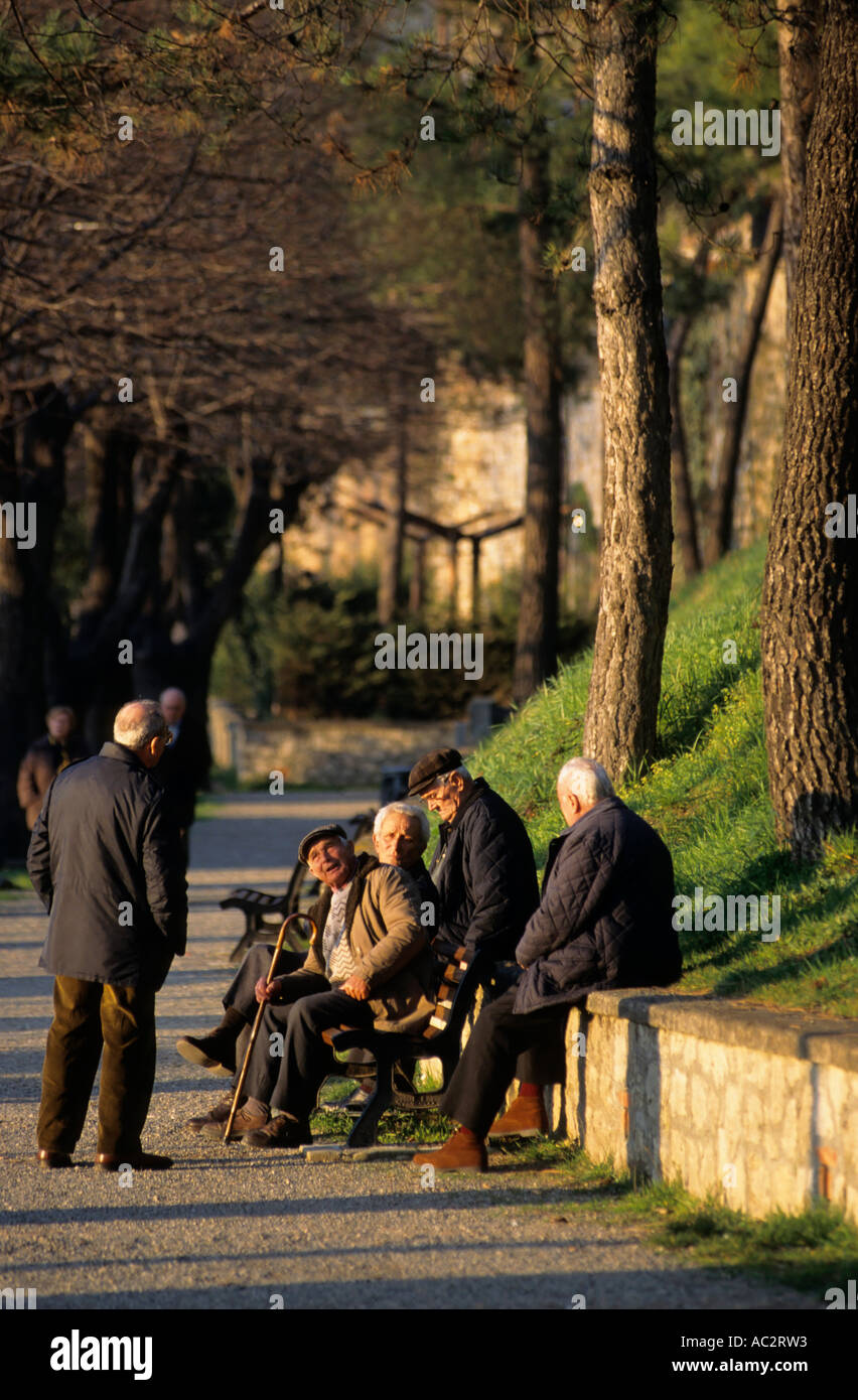 Old men sitting together on a park bench Stock Photo - Alamy