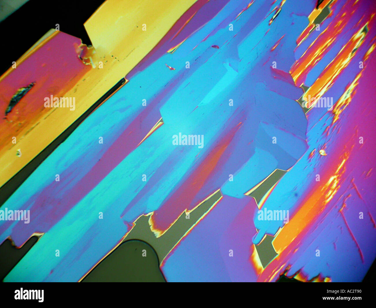 Photomicrograph of Citrate crystals under crossed polarized light Stock Photo