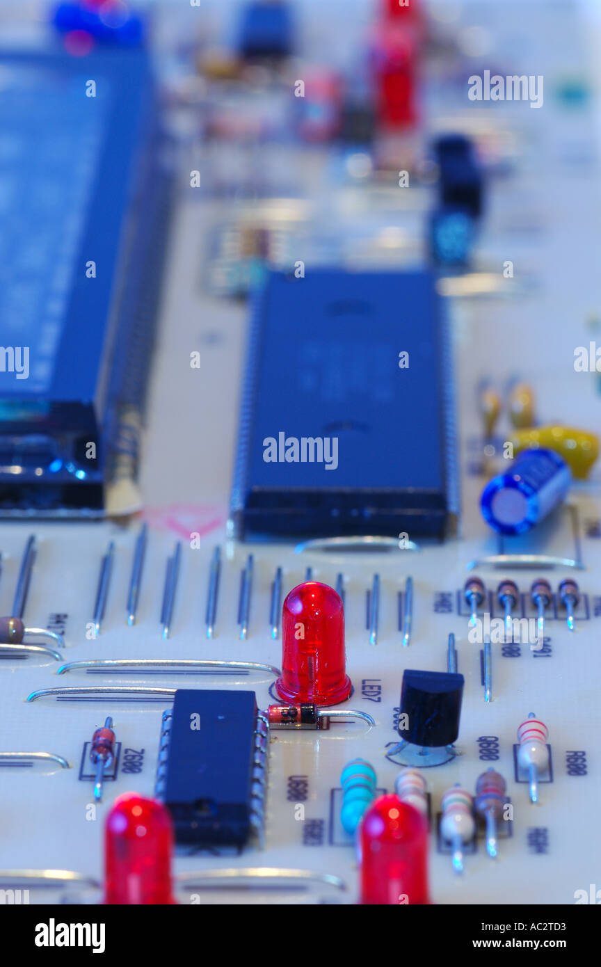 Computer Chip resistors and diodes on circuit board Stock Photo Alamy