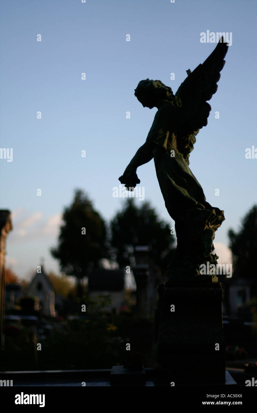 Cemetery Angel in Profile Stock Photo
