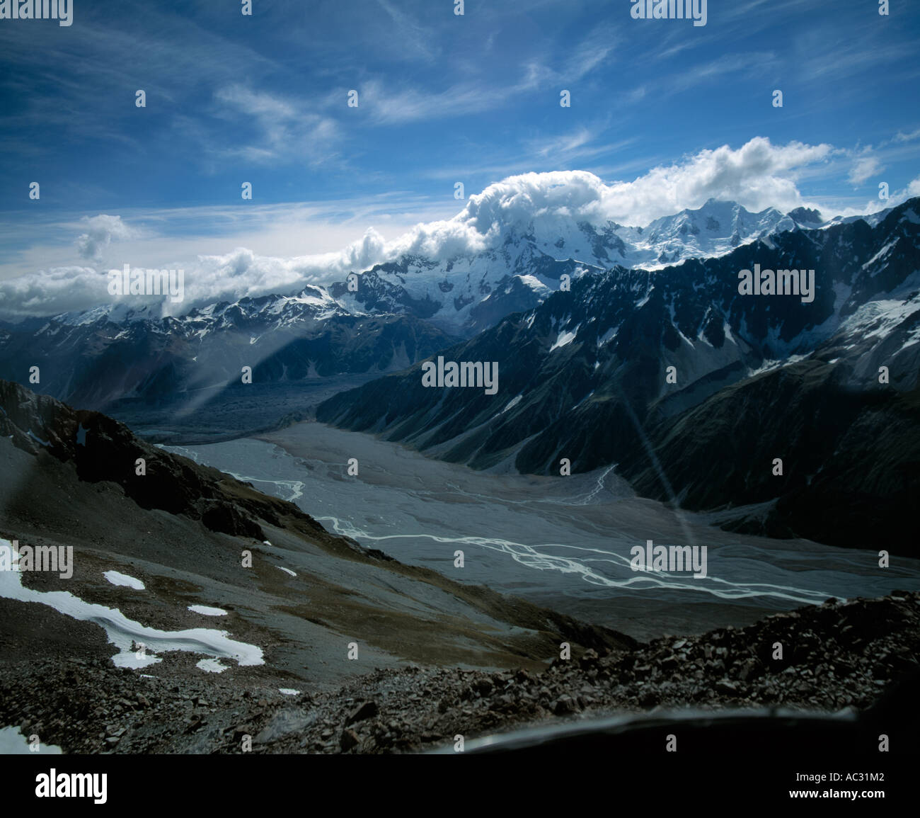 southern hemisphere,  new zealand, south island  mount cook national park, southern alps,  maori, Stock Photo