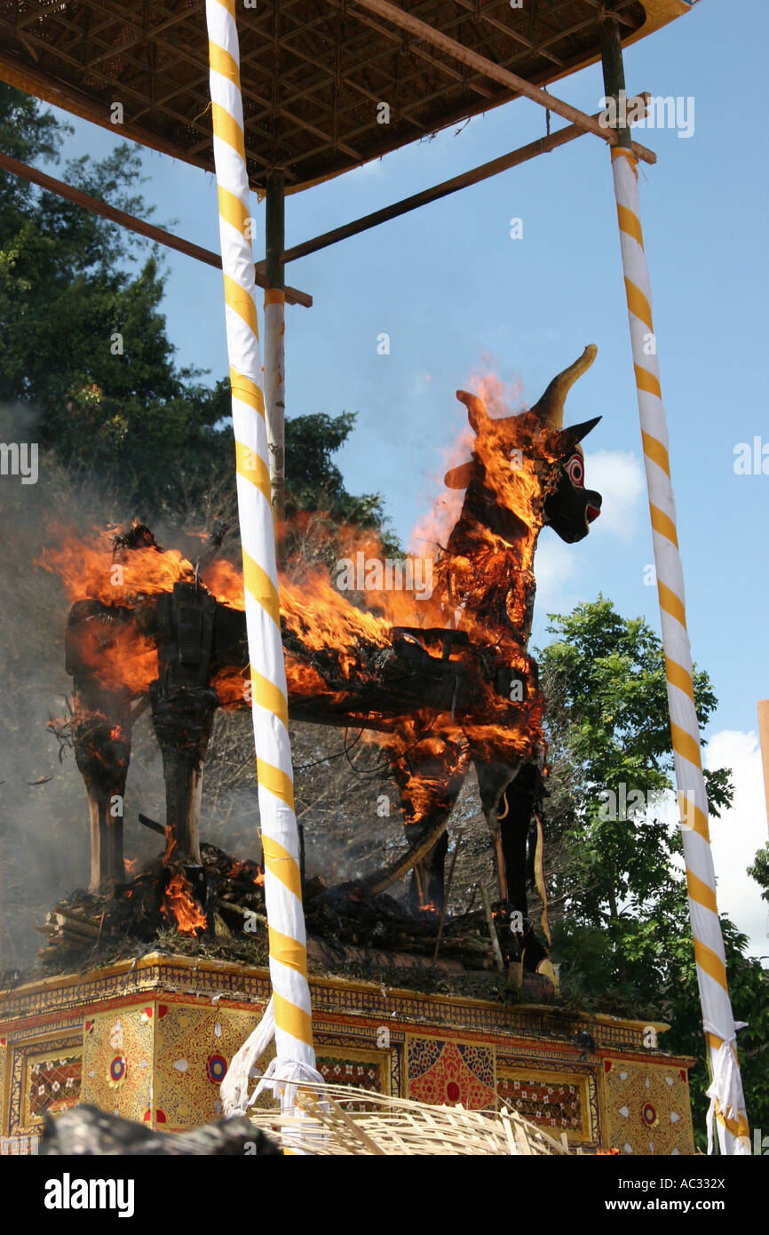 corpse burning of a prince, Indonesia, Bali, Ubud Stock Photo
