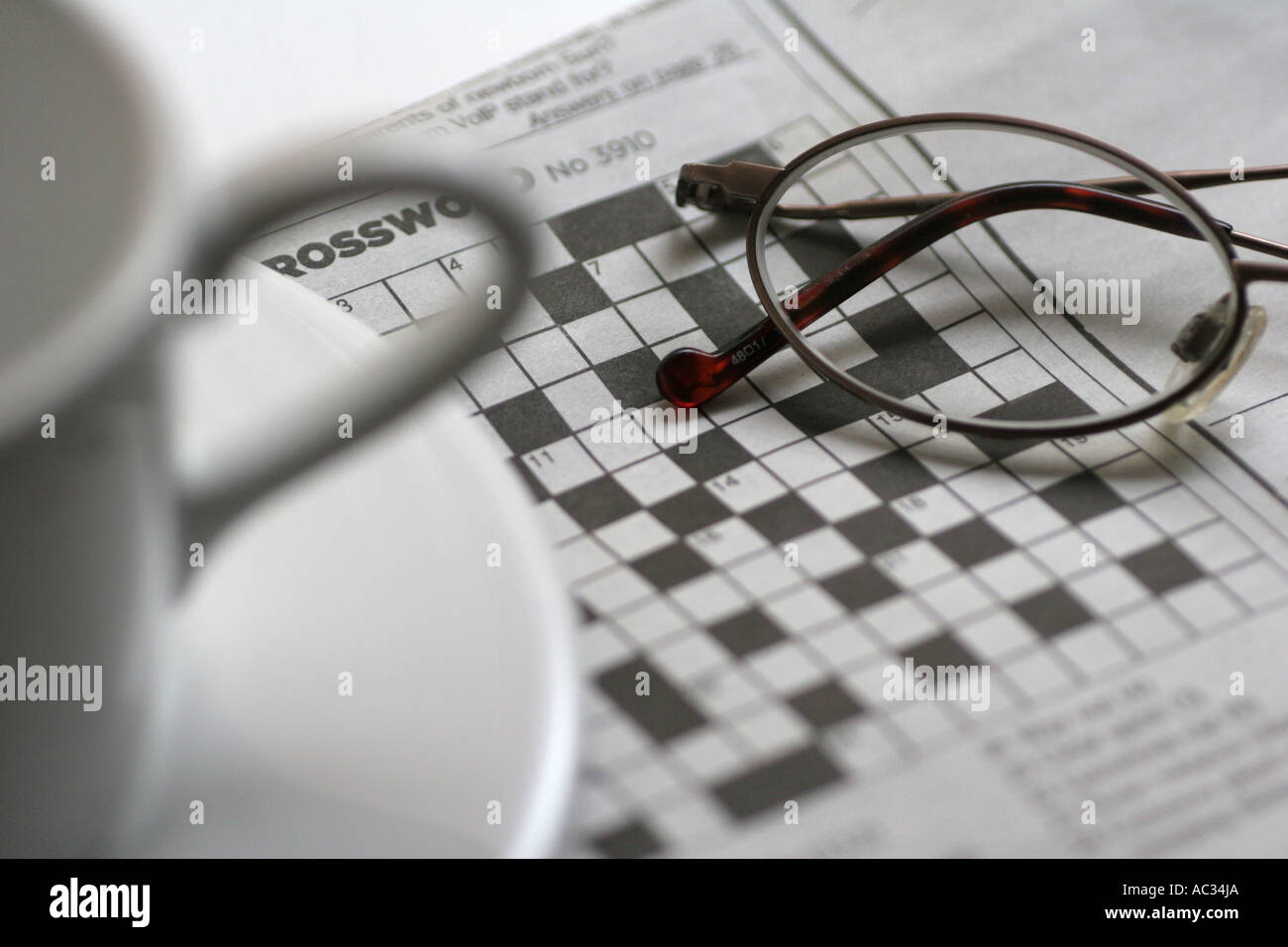 Crossword puzzle coffee break cryptic hires stock photography and