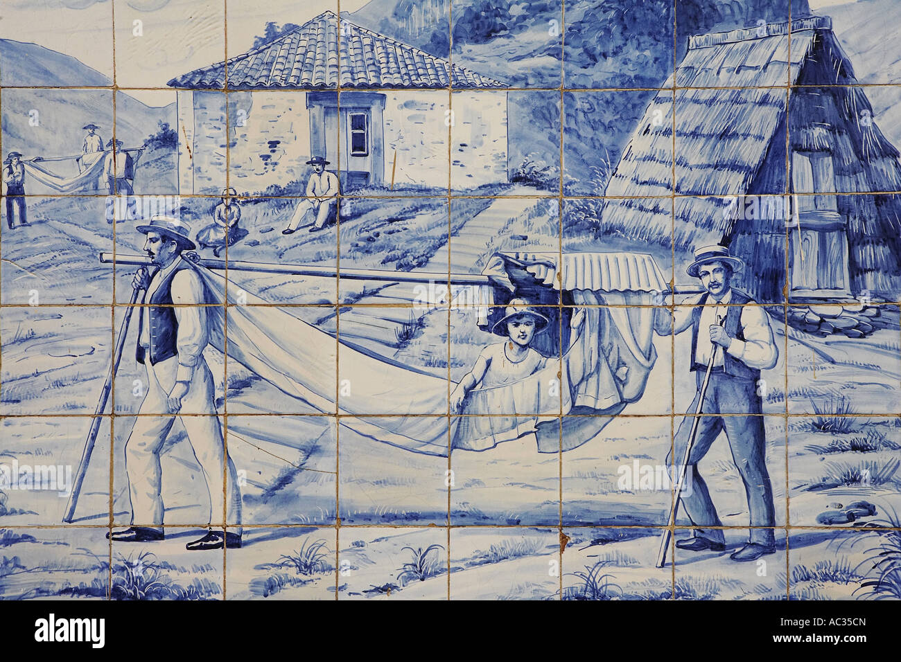 azulejo in the center of Funchal, Portugal, Madeira, Funchal Stock Photo