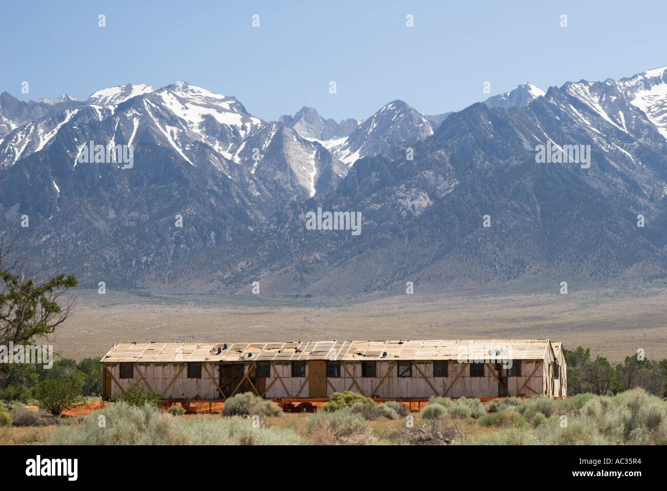 Barracks at Manzanar National Historic Site in the Owens Valley, Eastern Sierra Nevada Mountains, California, USA. Stock Photo