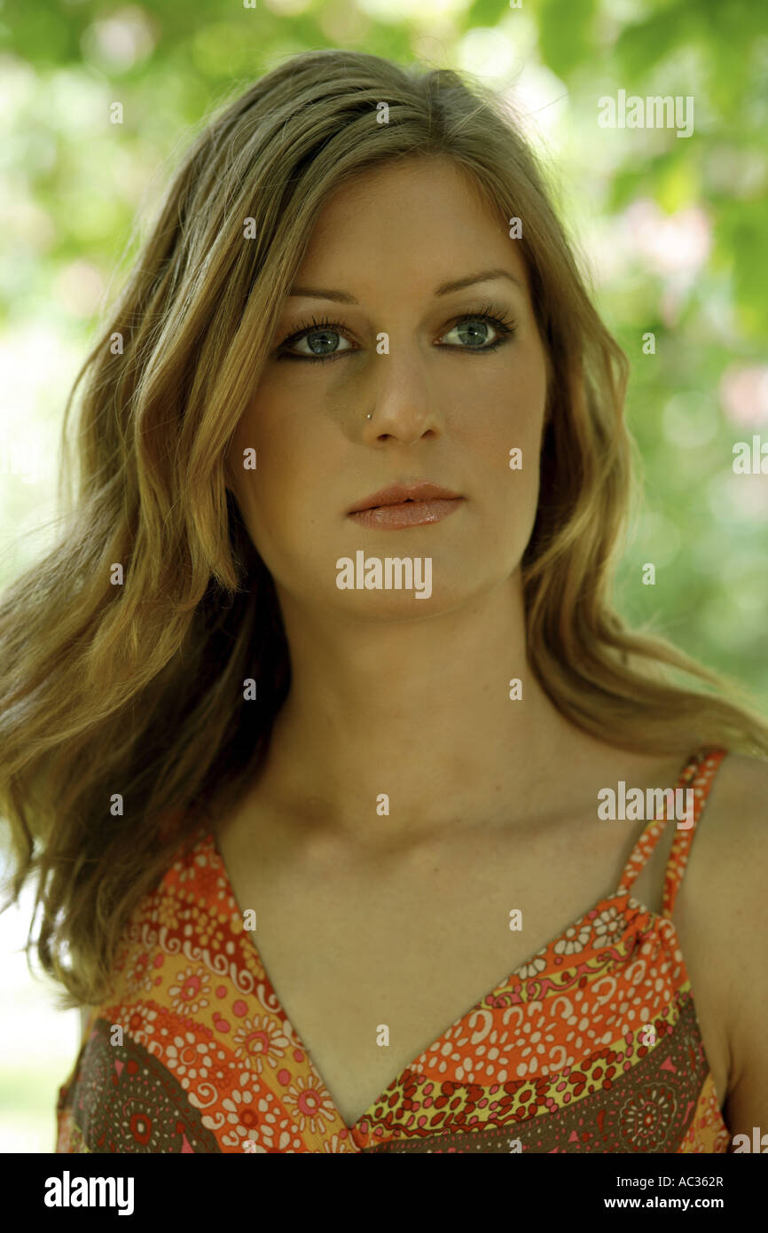 portrait of a young light brown woman, Austria Stock Photo