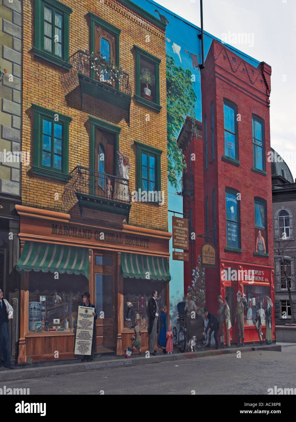 Brightly painted mural in Sherbrooke Quebec Stock Photo