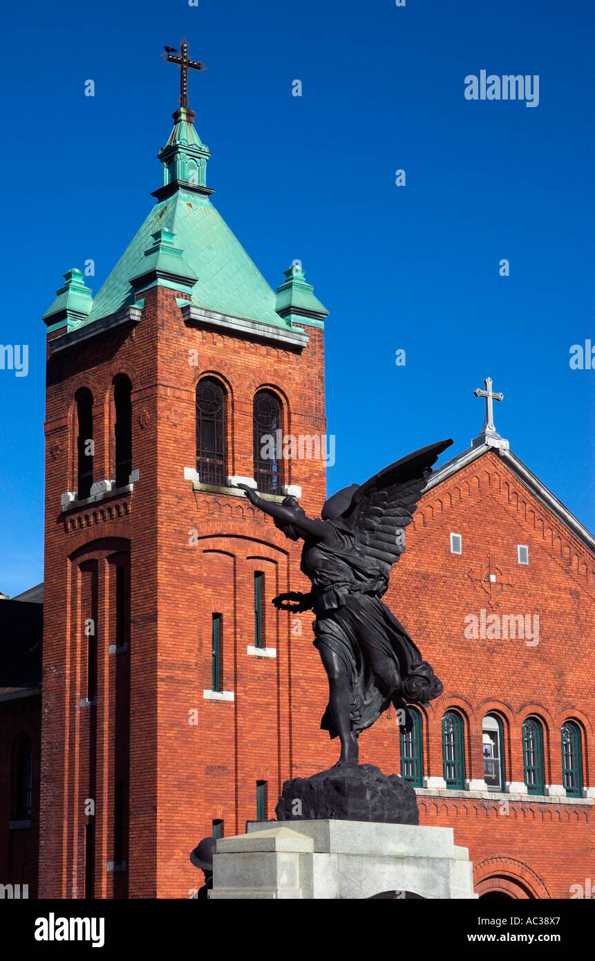 A modern red brick church in Sherbrooke in Quebec Stock Photo