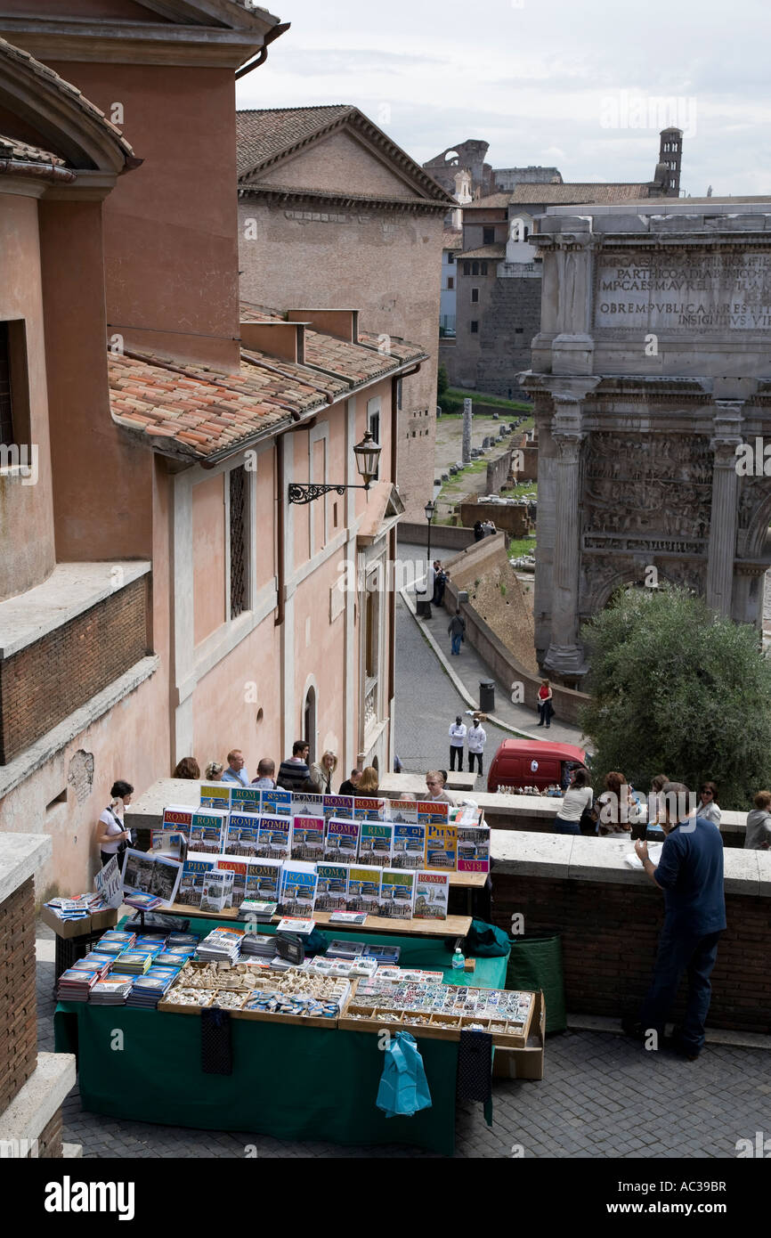 Sidewalk vendors table at the Roman Forum Rome Italy Stock Photo