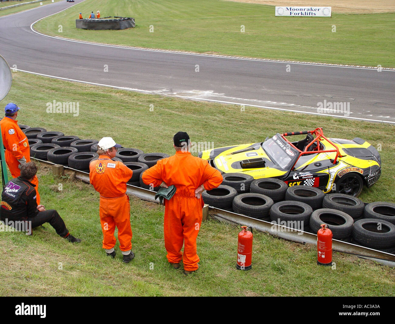 Motorsport accident at a motor racing circuit England GB UK 2003 Stock Photo