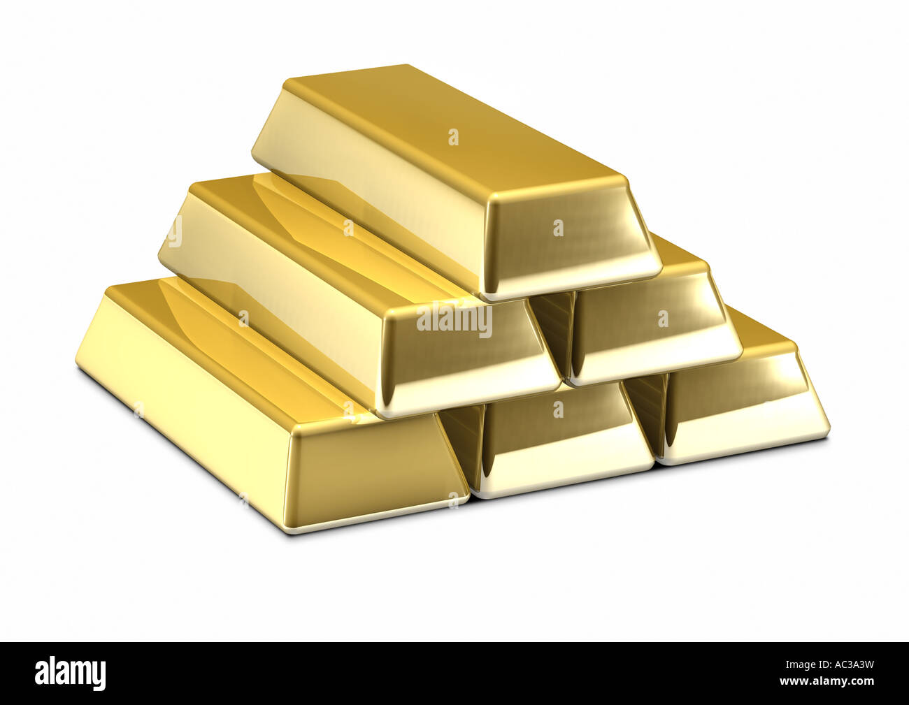 stacked gold bars Goldbarren gestapelt Haufen Stock Photo