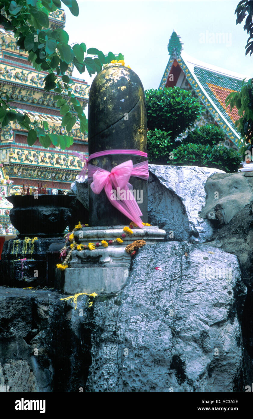 Phallic Statue thai temple for good luck located in Bangkok, Thailand Stock Photo