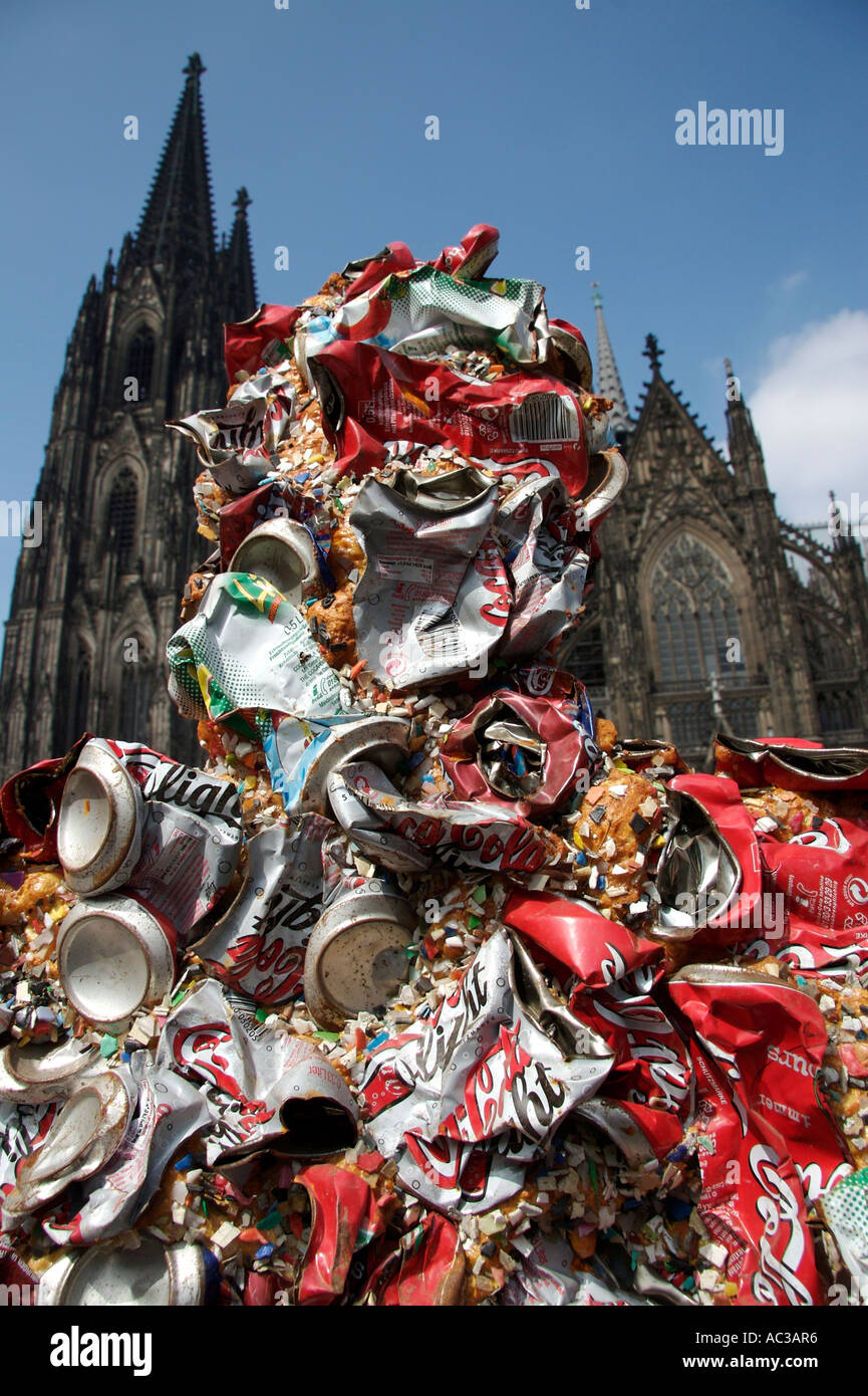 'Trash People' in front of Cologne Cathedral. Artwork  by HA Schult Stock Photo