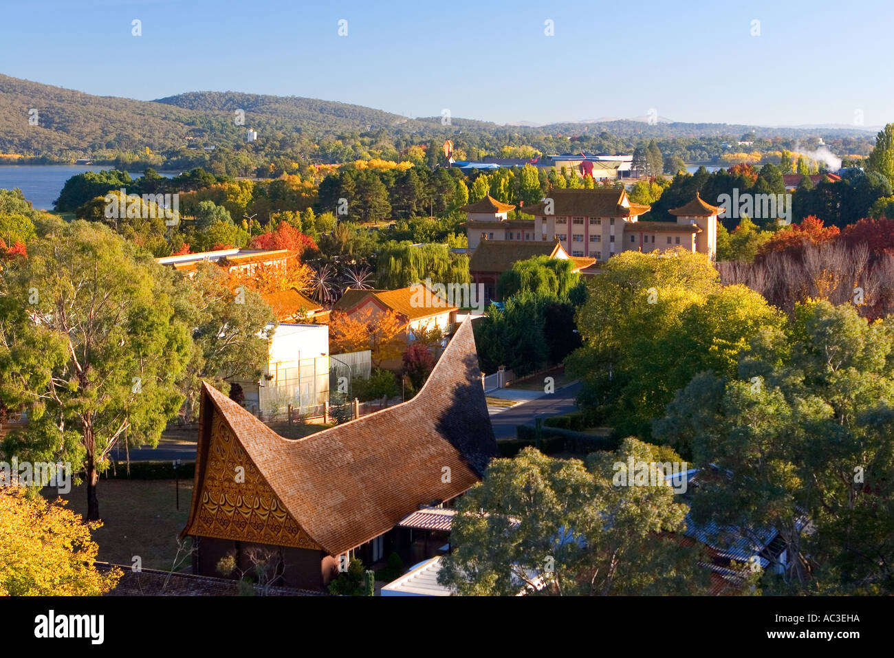 Aerial view of embassies in Canberra Stock Photo Alamy