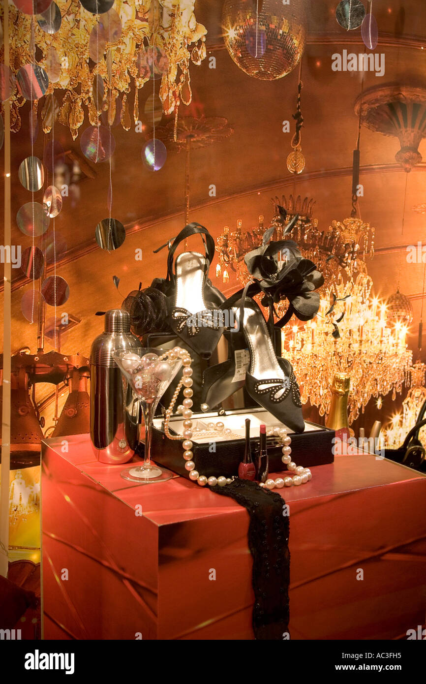 Lady Ladies,Shoe and "Evening wear" necklace,Scarf" Window display
