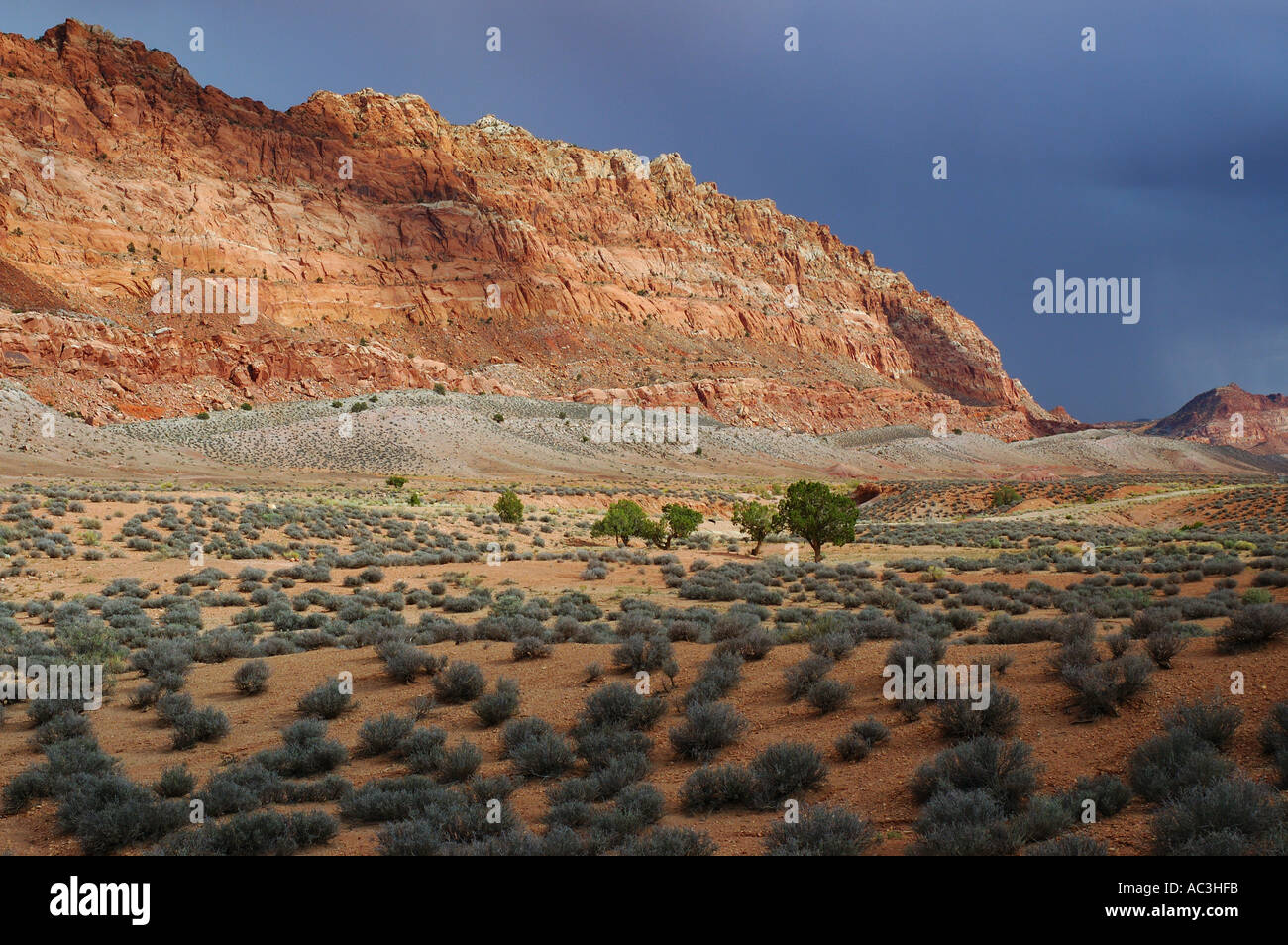 Dark storm clouds in the desert wilderness at Echo cliffs Arizona USA Stock Photo