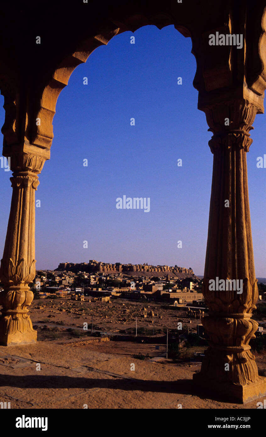 Sunset Point Royal Cenotaphs Fort View .Jaisalmer. Rajasthan. India Stock Photo