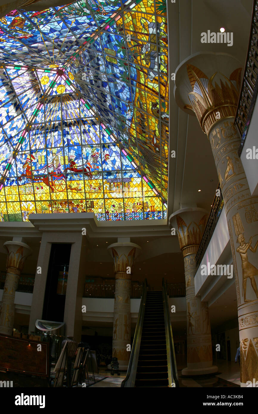 Inside of Wafi Mall Dubai with stained glass roof Stock Photo Alamy