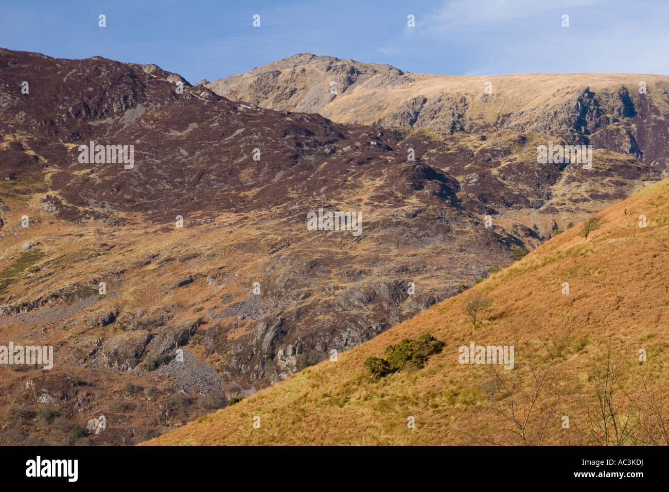 Hills overlooking Ffestiniog in Wales Stock Photo