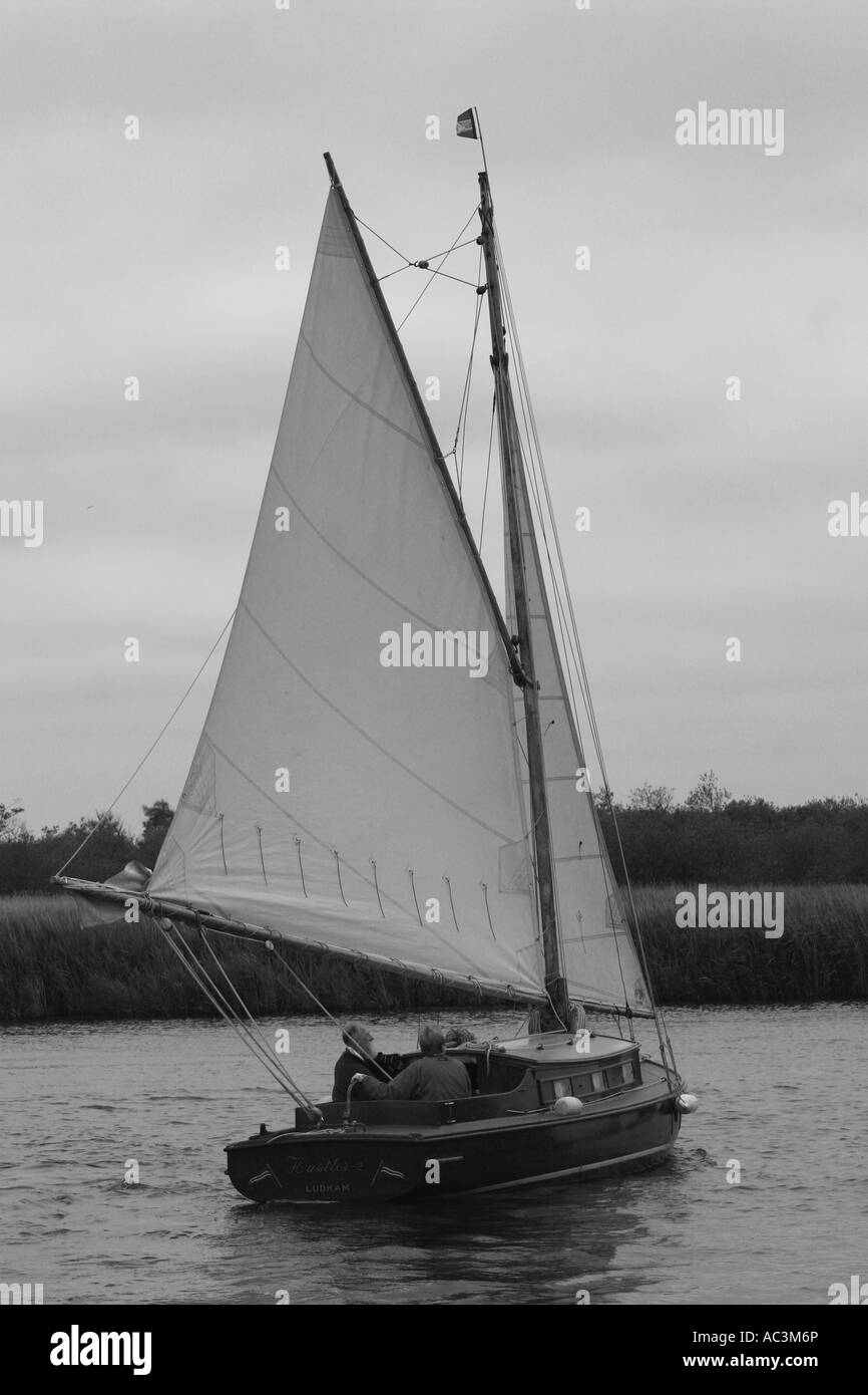 Sailing on the Norfolk Broads. Stock Photo