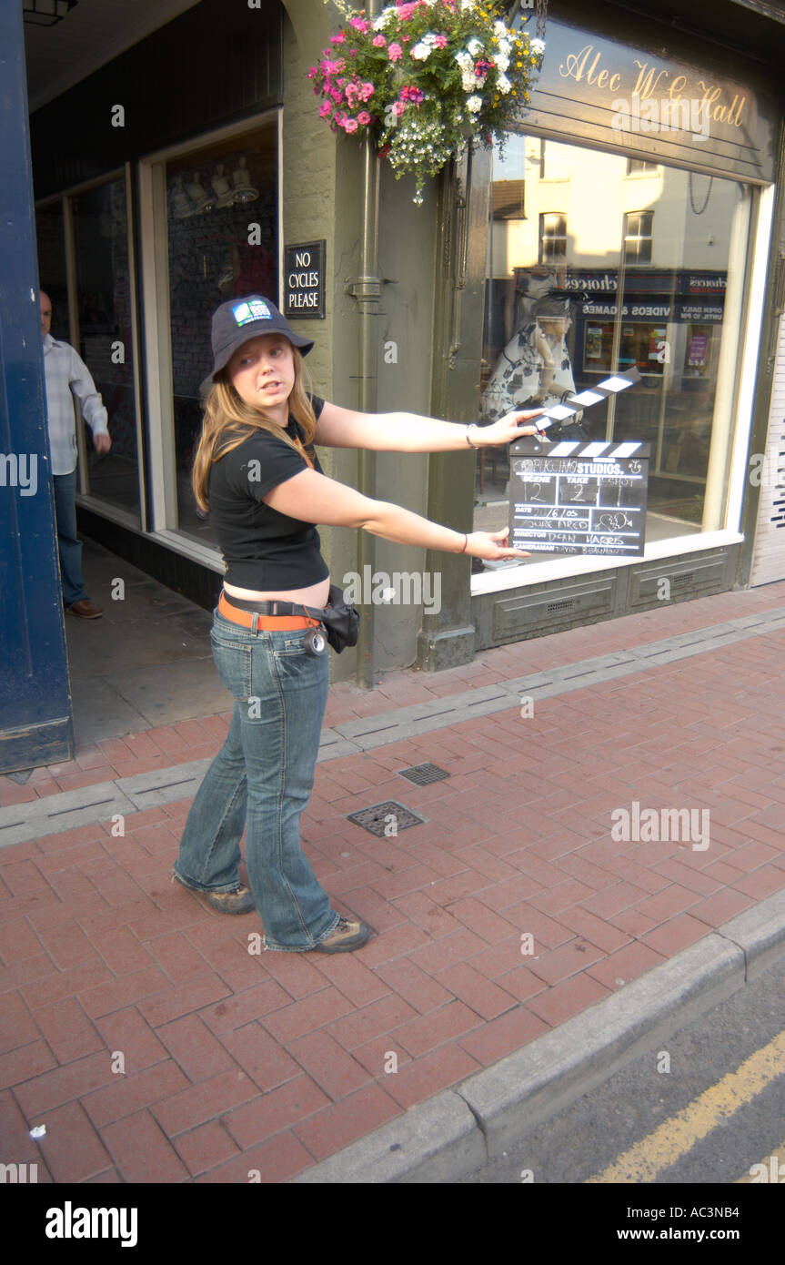 Clapper Loader on Film Set on Location Stock Photo Alamy