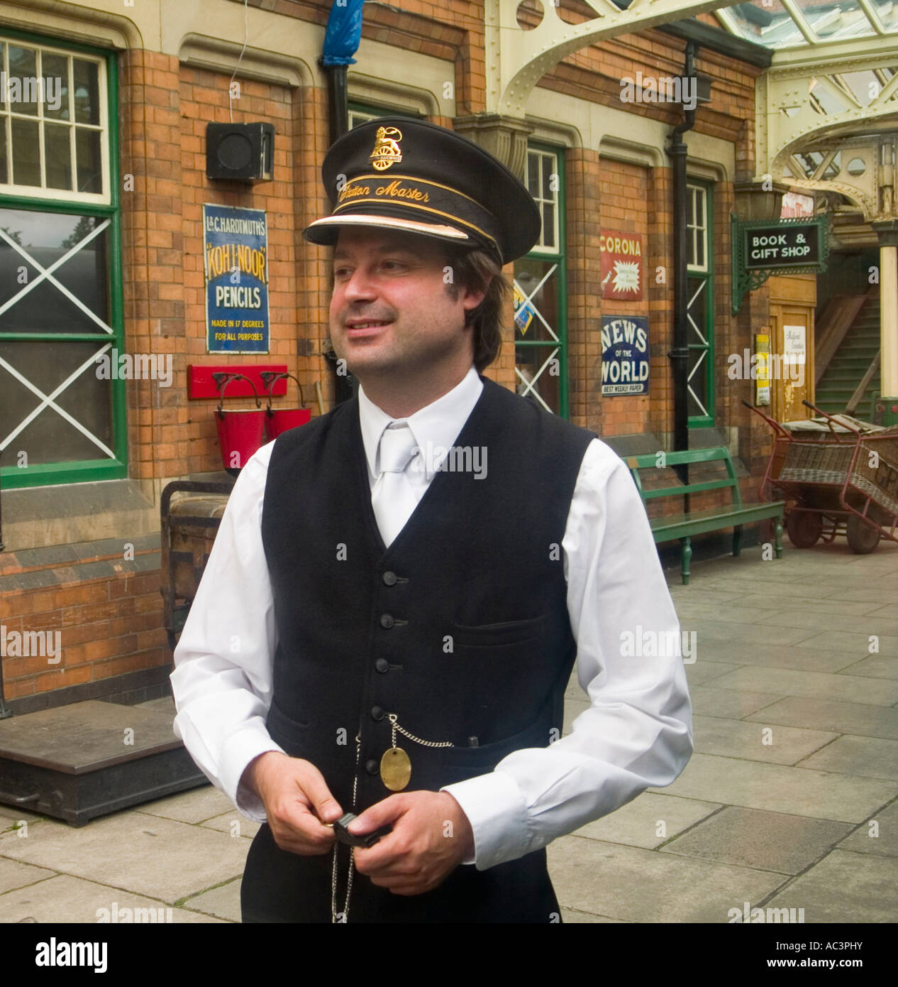 The Station Master at Loughborough Station, Great Central Railway, Leicestershire Stock Photo