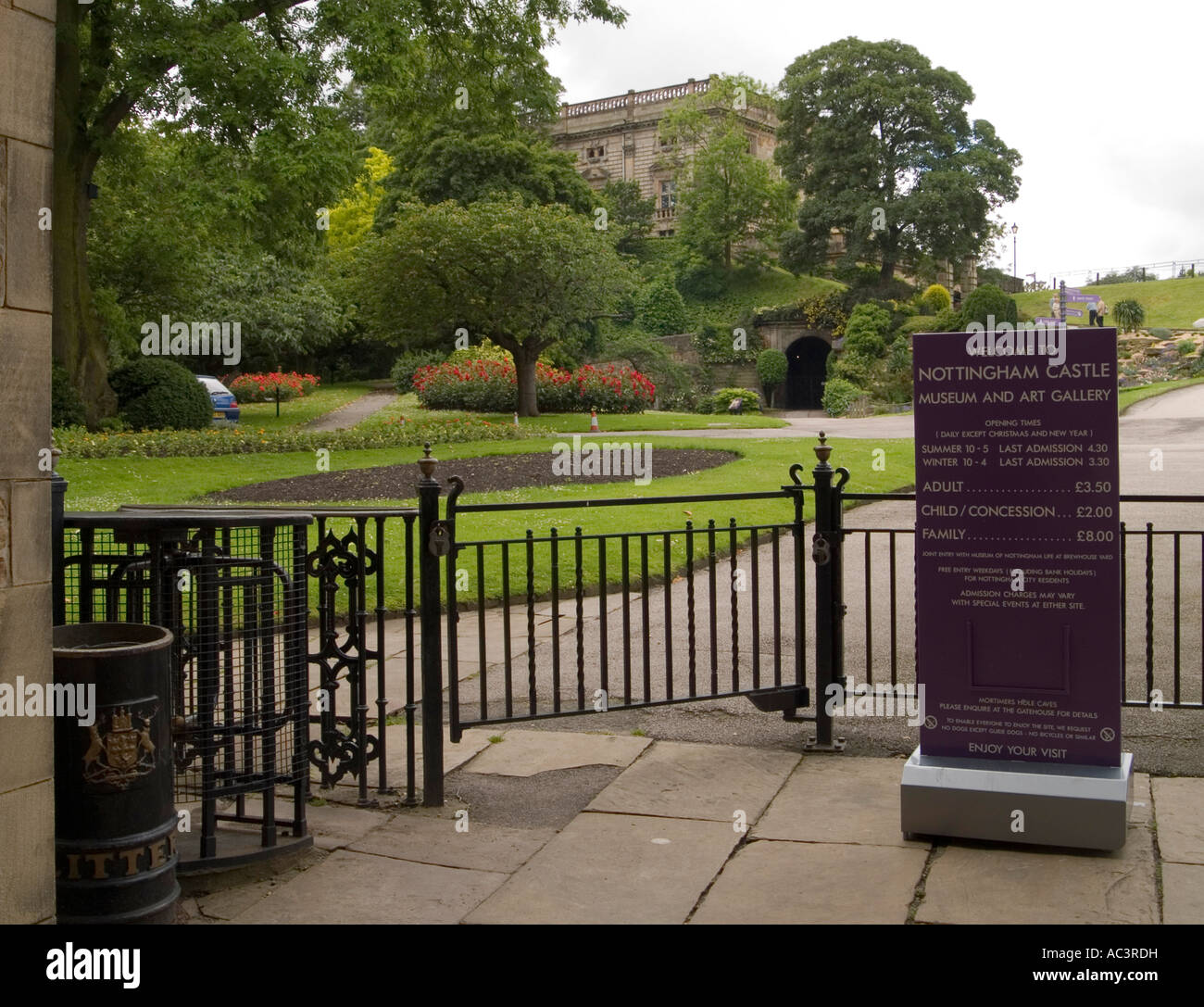 A view through the visitor paying entrance of Nottingham Castle, Nottinghamshire UK Stock Photo