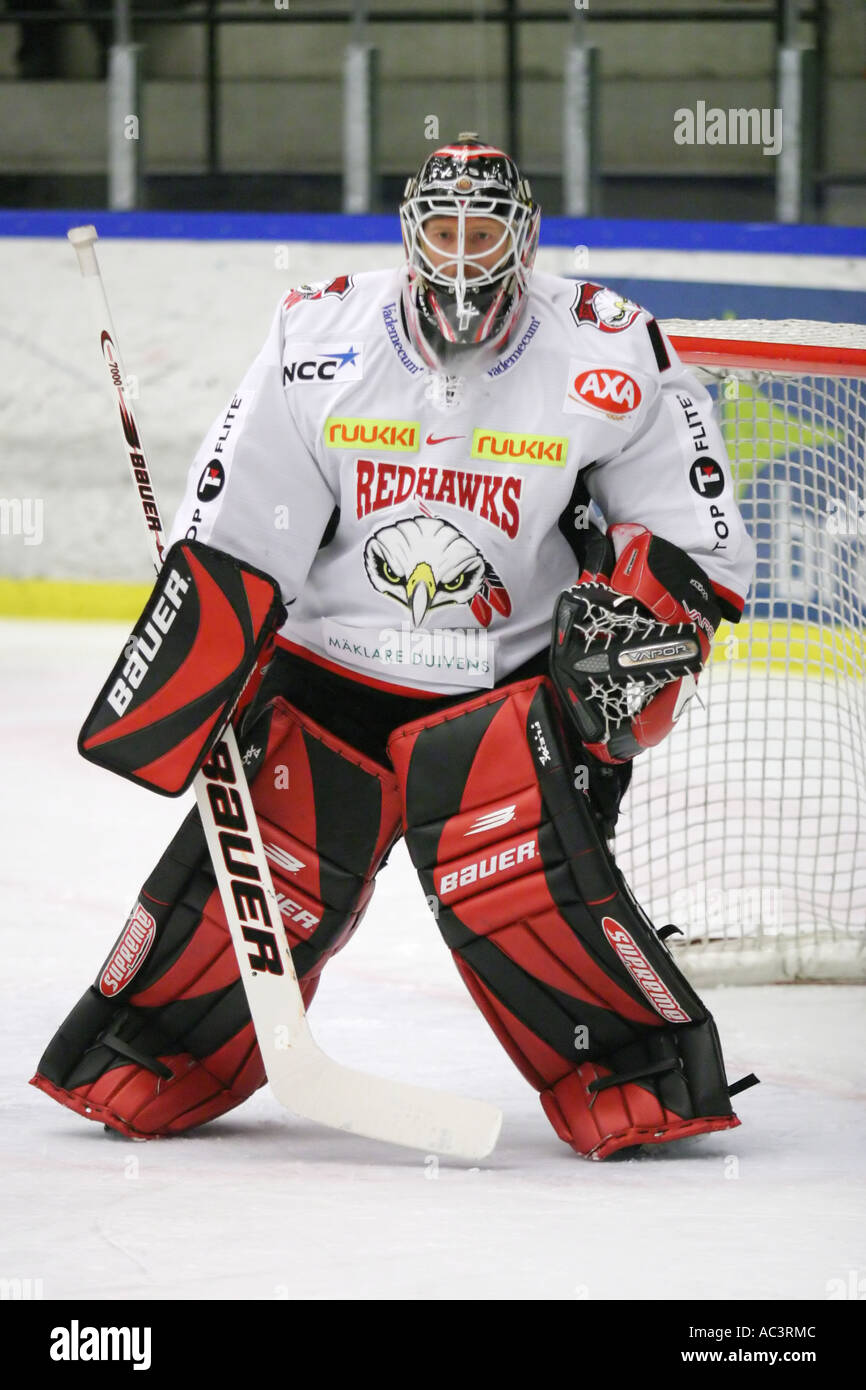 Corey Hirsch, Canadian goalie in Malmo Redhawks, Sweden Stock Photo