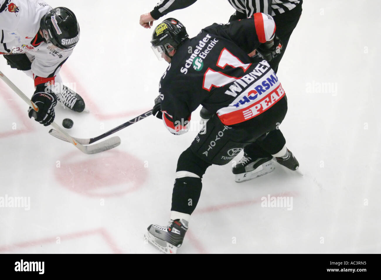 Face off at an ice hockey game Stock Photo Alamy