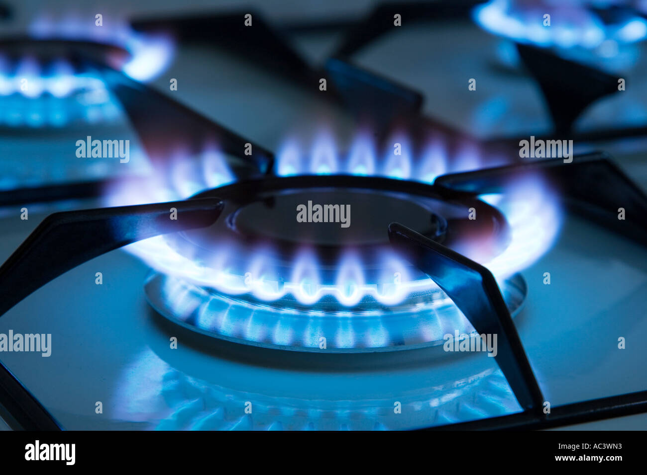 gas flames on a ring Stock Photo