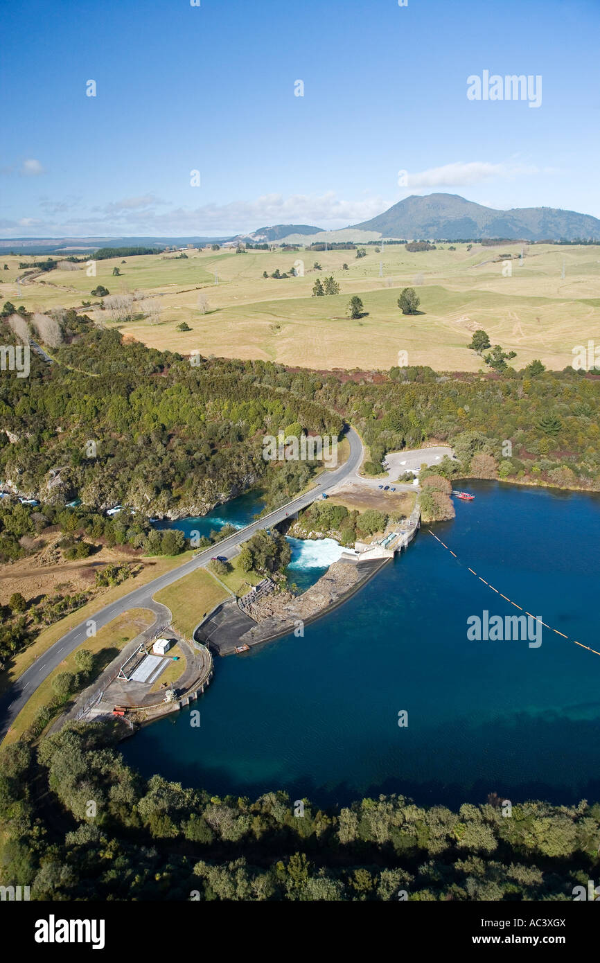 Lake Aratiatia Waikato River near Taupo North Island New Zealand aerial Stock Photo