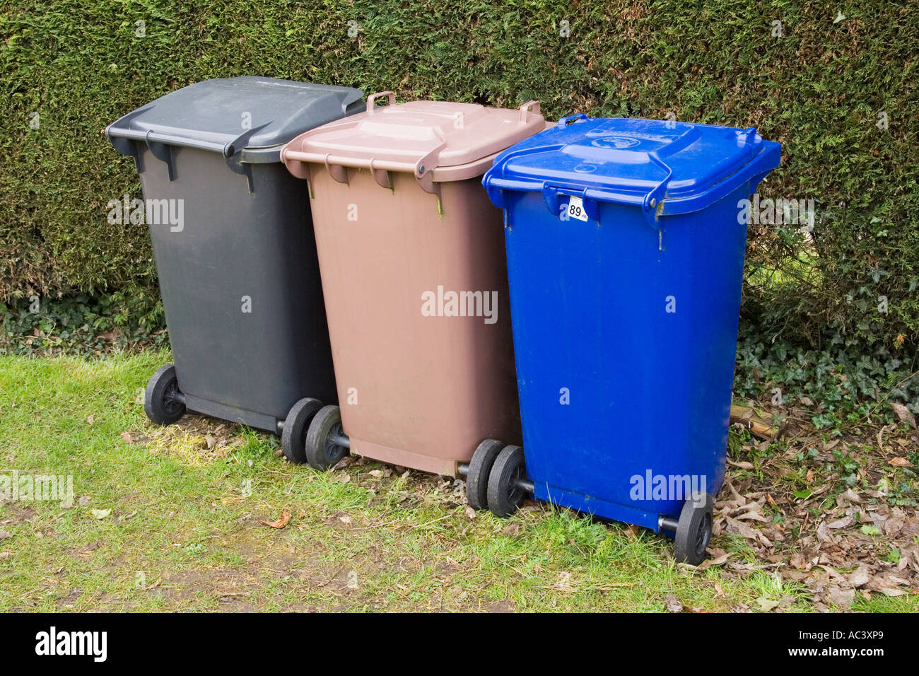 wheelie bins used by each household for various categories of waste
