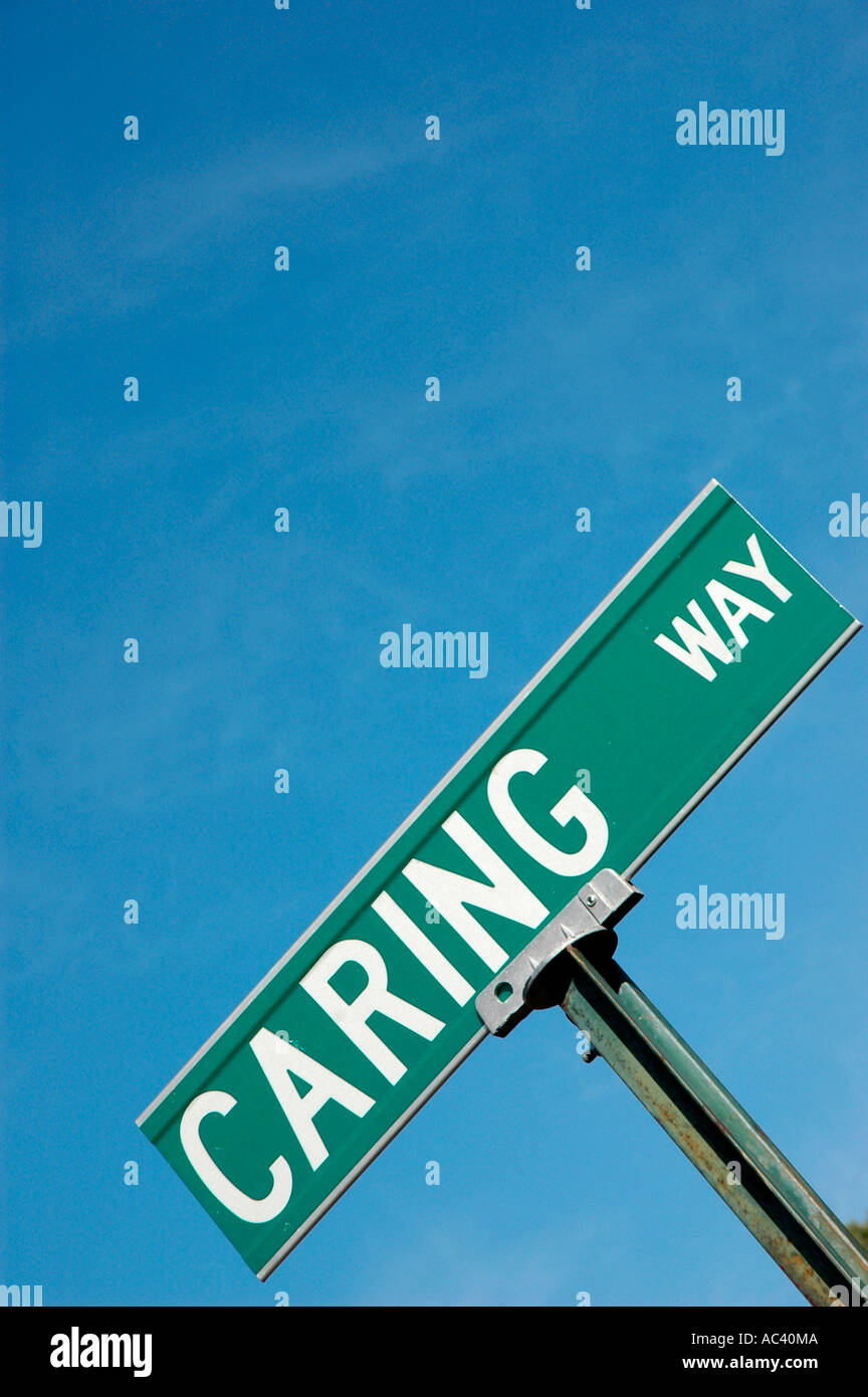 Sign on Caring Way at hospice and hospital Stock Photo - Alamy
