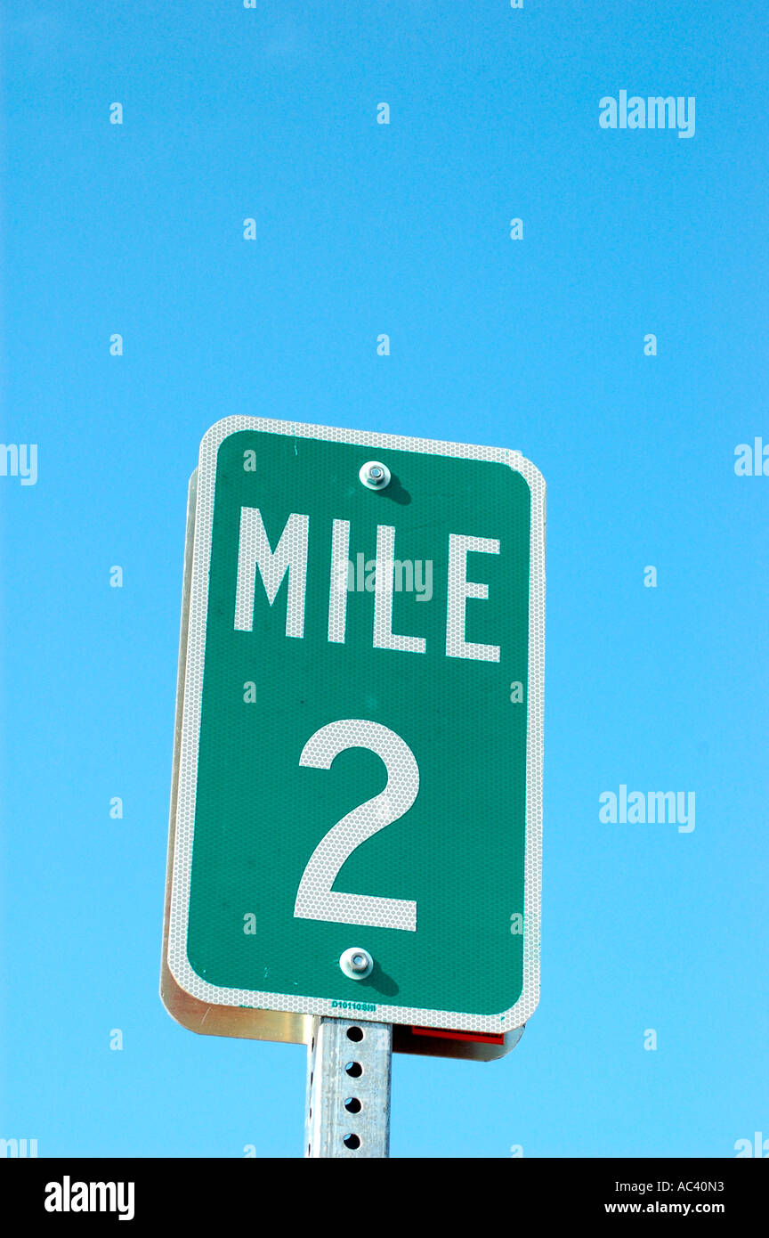 2 Two Mile marker sign on freeway highway for distance Stock Photo - Alamy