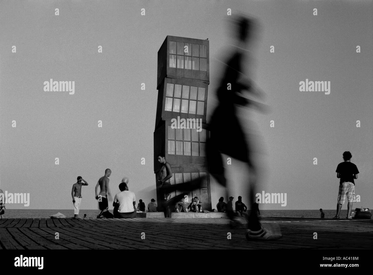 Barcelona. Man running Stock Photo