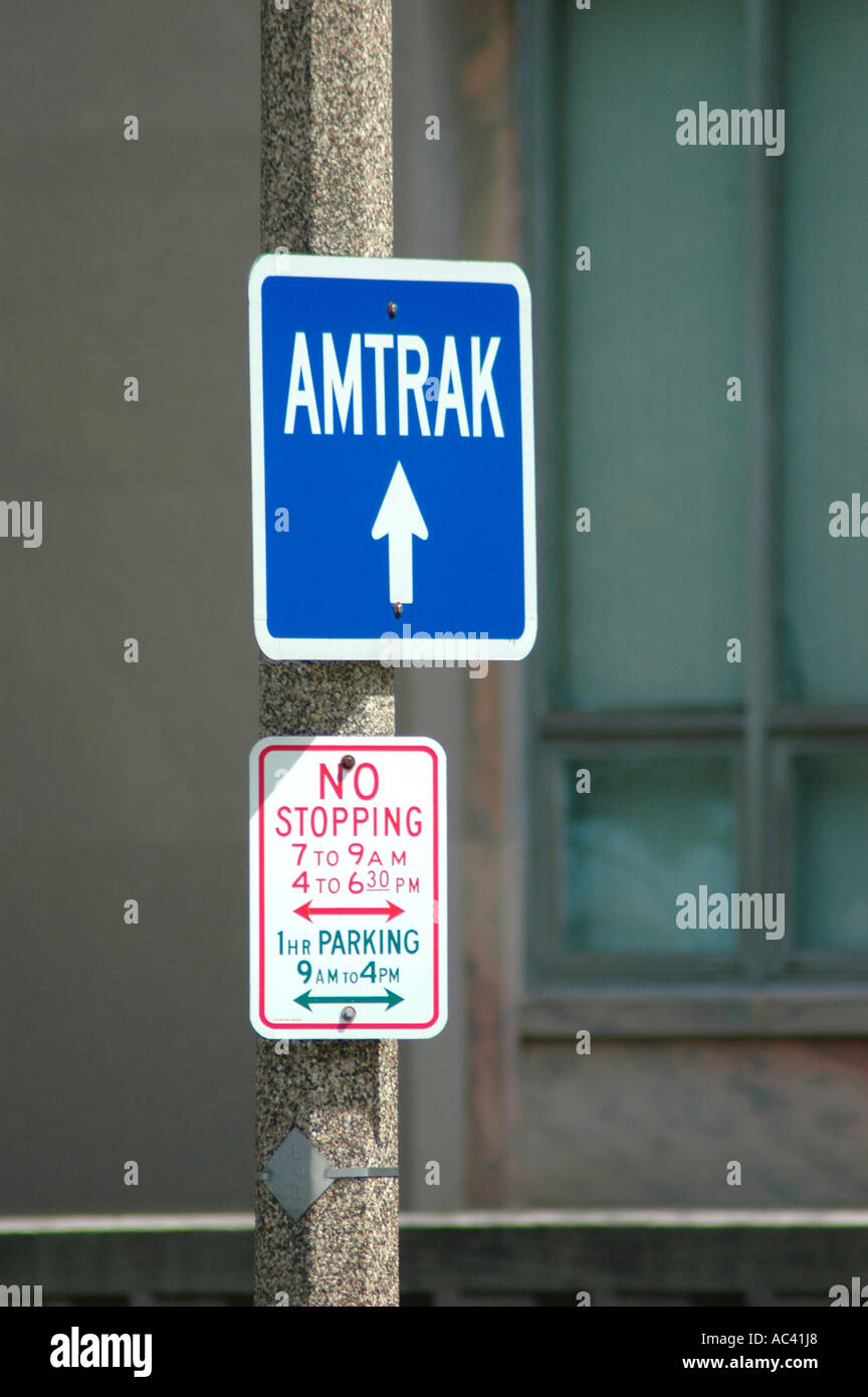 Directions To Amtrak Train Station Amtrak Train Station Sign Directions On Pole Stock Photo - Alamy