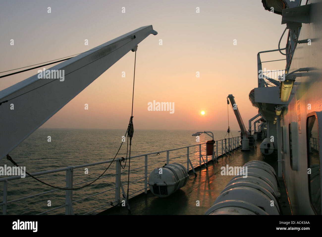 P&O North Sea Ferry at sunset on the Hull (UK) to Zeebrugge (Belgium