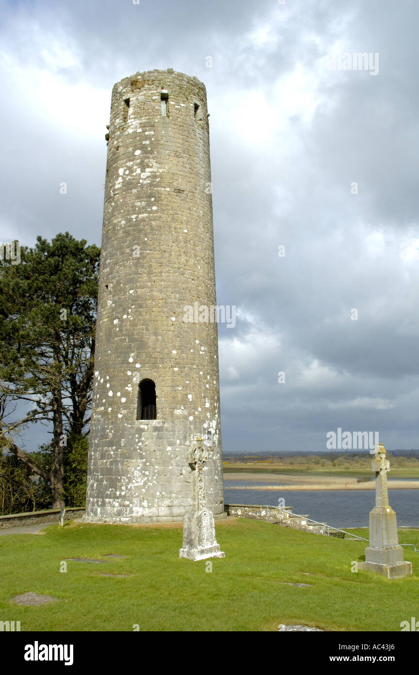The ancient monastery of Clonmacnoise Co Offaly Ireland Stock Photo